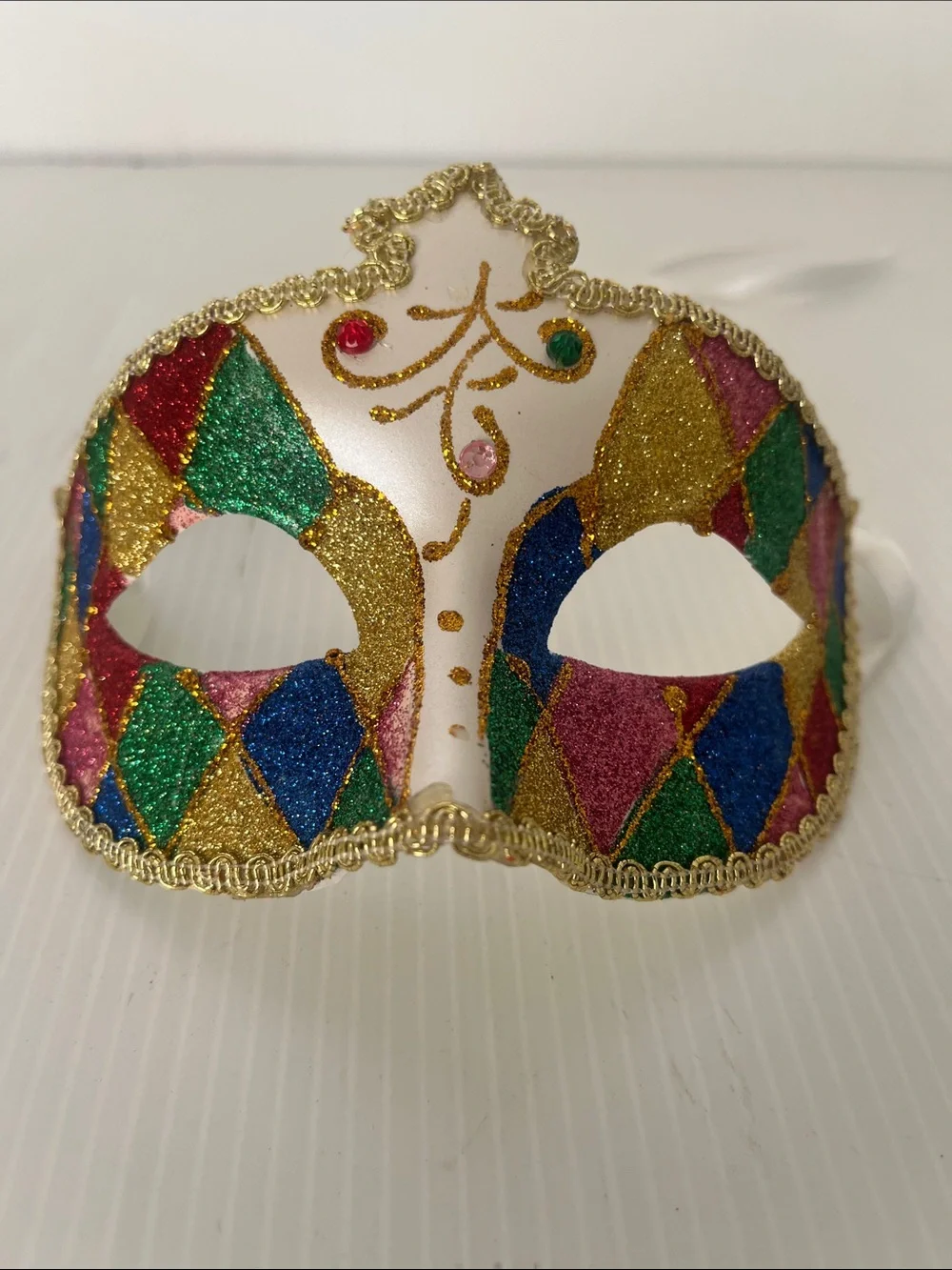 Multi-colored Glitter Harlequin Mardi Gras Masquerade Mask